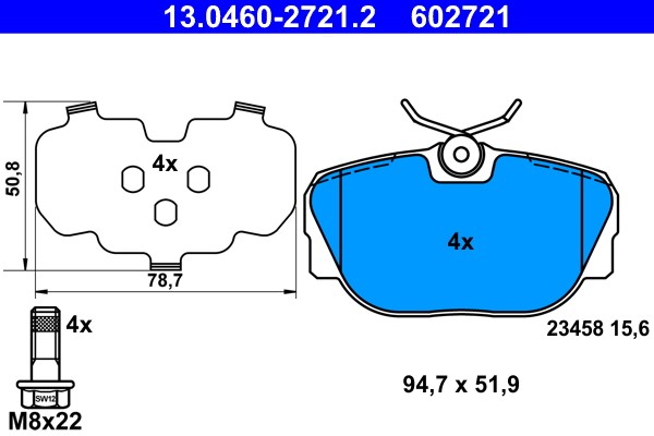 Brake Pad Set, disc brake ATE 13.0460-2721.2