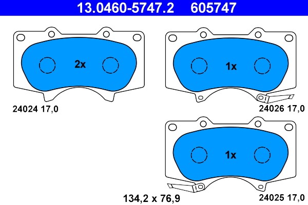 Brake Pad Set, disc brake ATE 13.0460-5747.2