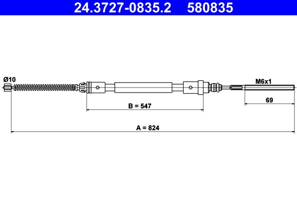 Cable Pull, parking brake ATE 24.3727-0835.2