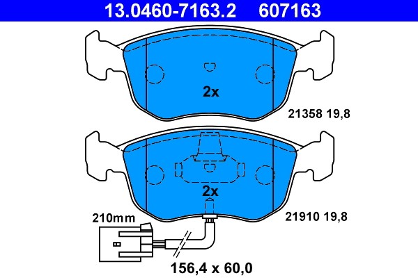 Brake Pad Set, disc brake ATE 13.0460-7163.2