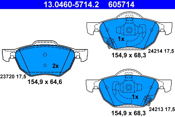 Brake Pad Set, disc brake ATE 13.0460-5714.2