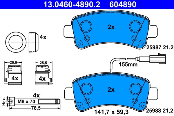 Brake Pad Set, disc brake ATE 13.0460-4890.2