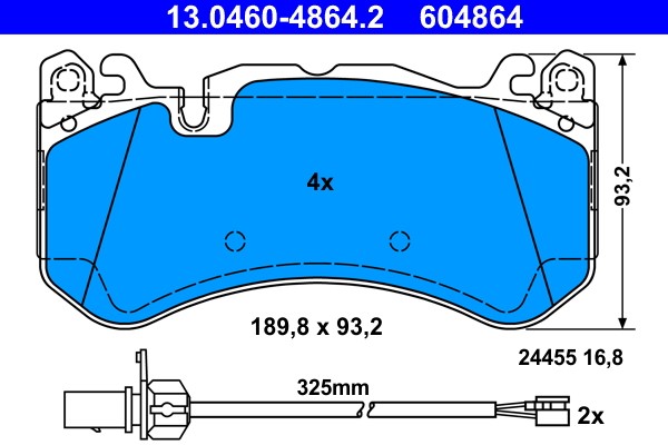 Brake Pad Set, disc brake ATE 13.0460-4864.2