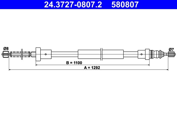 Cable Pull, parking brake ATE 24.3727-0807.2