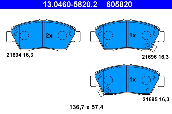 Brake Pad Set, disc brake ATE 13.0460-5820.2