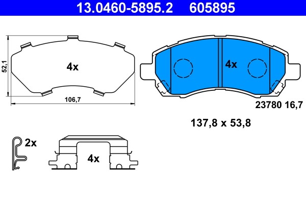 Brake Pad Set, disc brake ATE 13.0460-5895.2