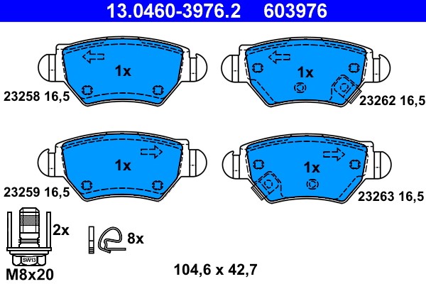 Brake Pad Set, disc brake ATE 13.0460-3976.2