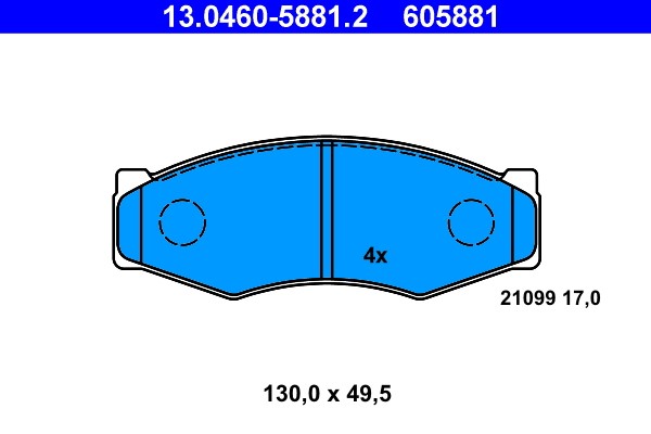 Brake Pad Set, disc brake ATE 13.0460-5881.2