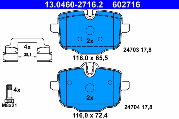 Brake Pad Set, disc brake ATE 13.0460-2716.2
