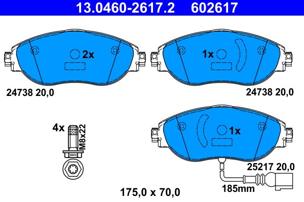 Brake Pad Set, disc brake ATE 13.0460-2617.2