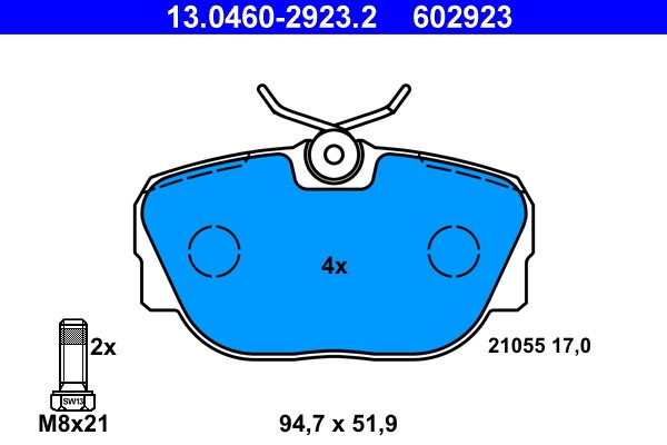 Brake Pad Set, disc brake ATE 13.0460-2923.2