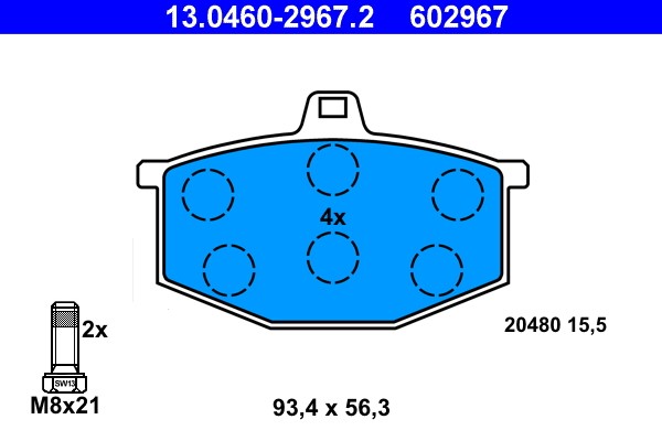 Brake Pad Set, disc brake ATE 13.0460-2967.2