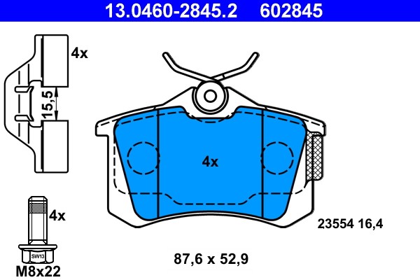 Brake Pad Set, disc brake ATE 13.0460-2845.2