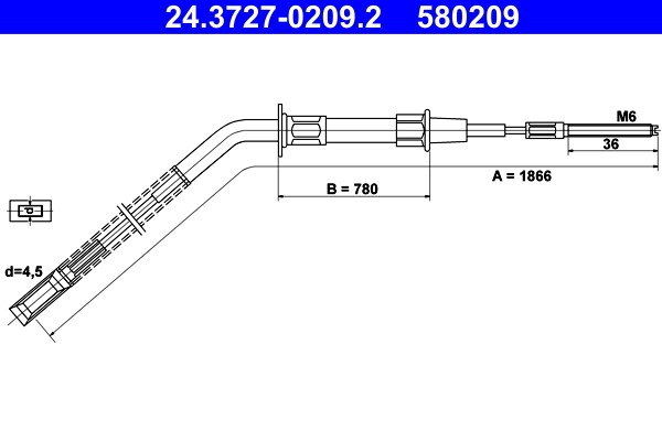 Cable Pull, parking brake ATE 24.3727-0209.2