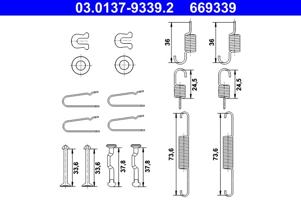 Accessory Kit, parking brake shoes ATE 03.0137-9339.2