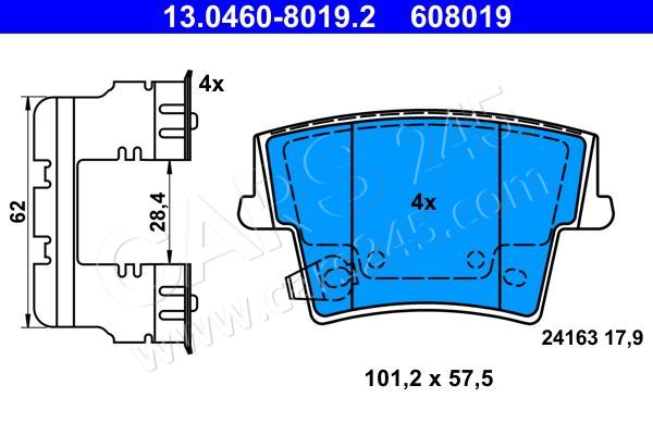 Brake Pad Set, disc brake ATE 13.0460-8019.2