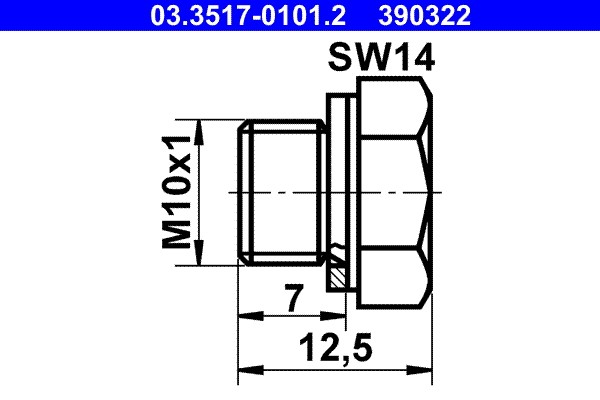 Screw Plug, brake master cylinder ATE 03.3517-0101.2