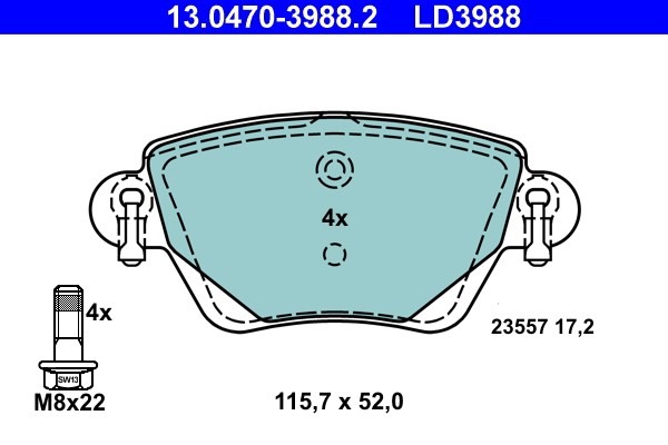 Brake Pad Set, disc brake ATE 13.0470-3988.2
