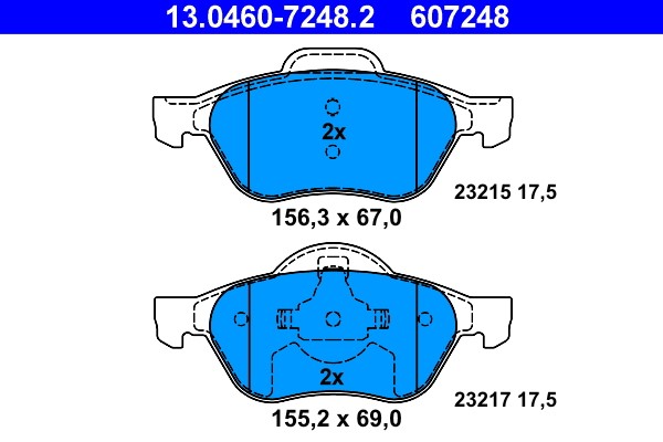 Brake Pad Set, disc brake ATE 13.0460-7248.2