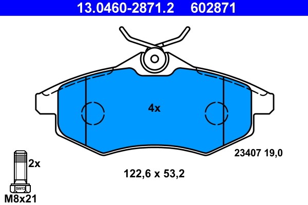 Brake Pad Set, disc brake ATE 13.0460-2871.2