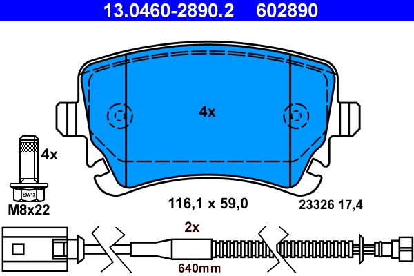 Brake Pad Set, disc brake ATE 13.0460-2890.2