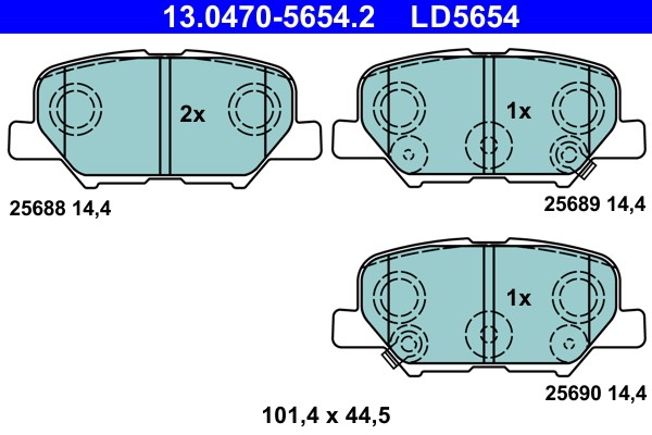 Brake Pad Set, disc brake ATE 13.0470-5654.2
