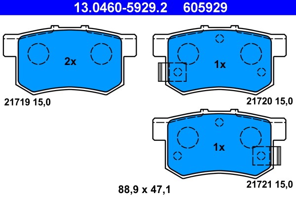 Brake Pad Set, disc brake ATE 13.0460-5929.2