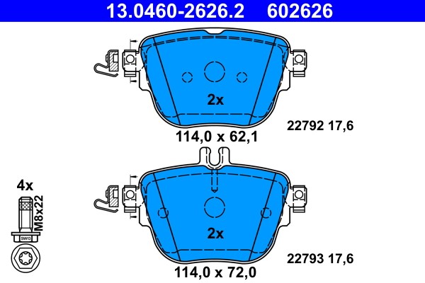 Brake Pad Set, disc brake ATE 13.0460-2626.2