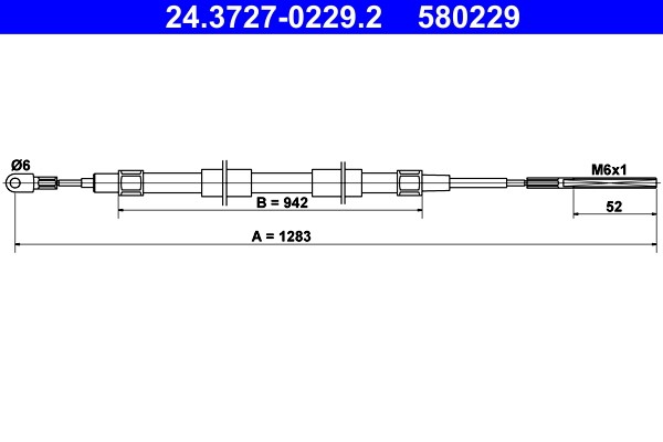 Cable Pull, parking brake ATE 24.3727-0229.2