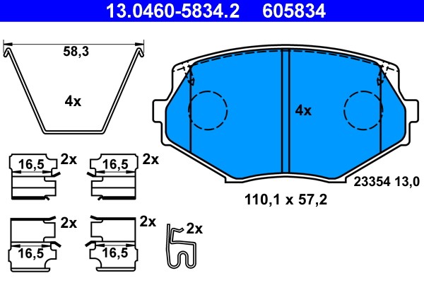 Brake Pad Set, disc brake ATE 13.0460-5834.2