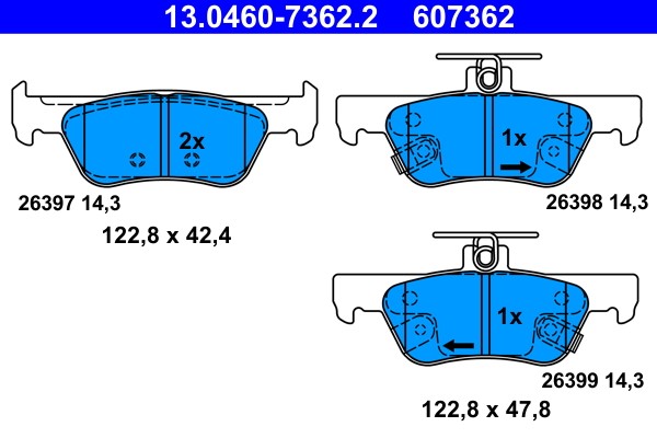 Brake Pad Set, disc brake ATE 13.0460-7362.2
