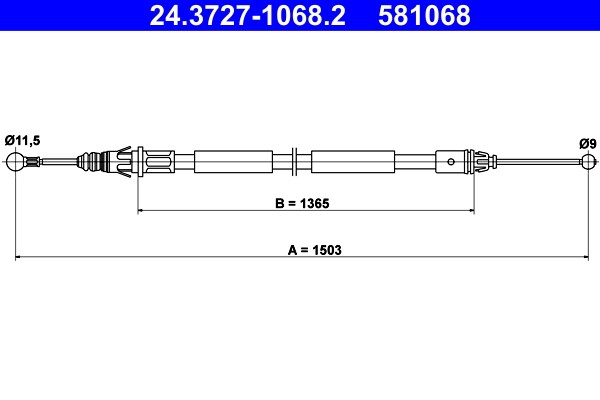 Cable Pull, parking brake ATE 24.3727-1068.2