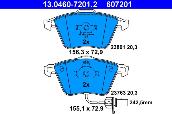 Brake Pad Set, disc brake ATE 13.0460-7201.2