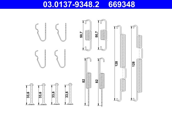 Accessory Kit, parking brake shoes ATE 03.0137-9348.2
