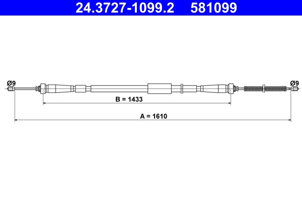 Cable Pull, parking brake ATE 24.3727-1099.2