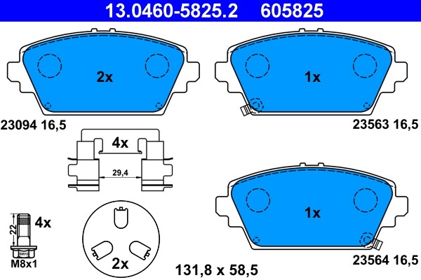 Brake Pad Set, disc brake ATE 13.0460-5825.2