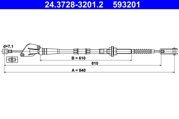 Cable Pull, clutch control ATE 24.3728-3201.2