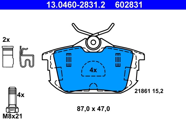 Brake Pad Set, disc brake ATE 13.0460-2831.2