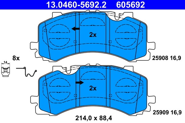 Brake Pad Set, disc brake ATE 13.0460-5692.2