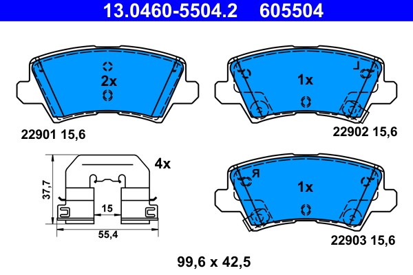 Brake Pad Set, disc brake ATE 13.0460-5504.2