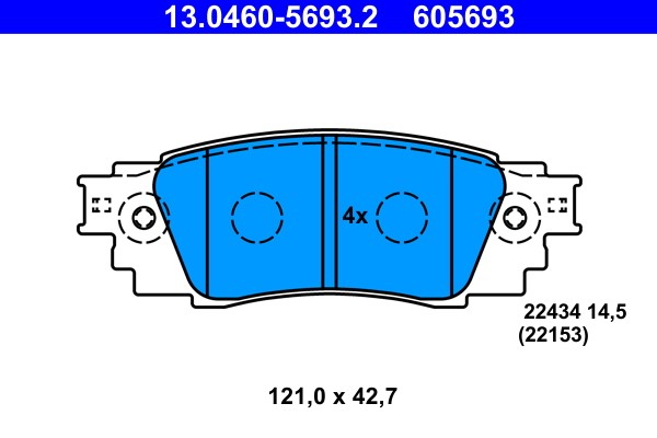 Brake Pad Set, disc brake ATE 13.0460-5693.2