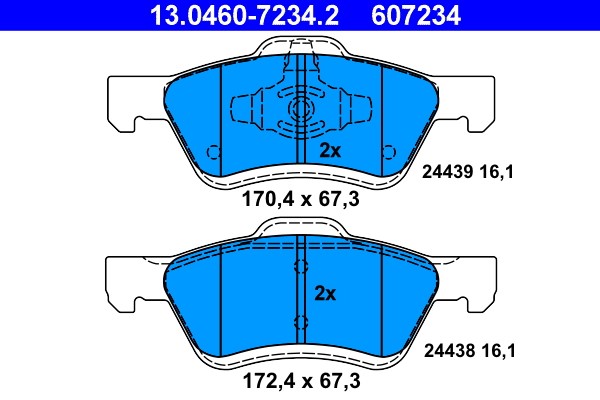 Brake Pad Set, disc brake ATE 13.0460-7234.2