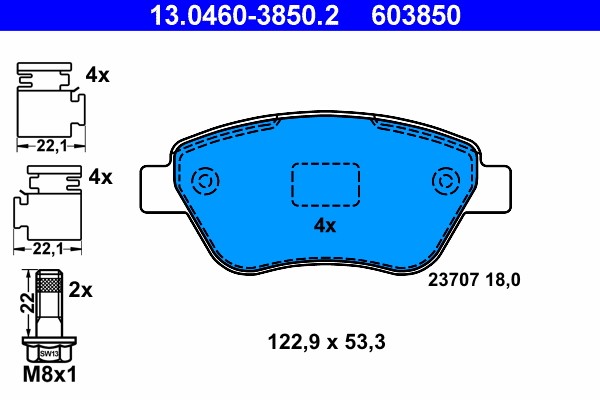 Brake Pad Set, disc brake ATE 13.0460-3850.2