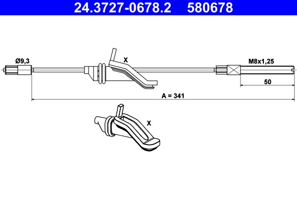 Cable Pull, parking brake ATE 24.3727-0678.2