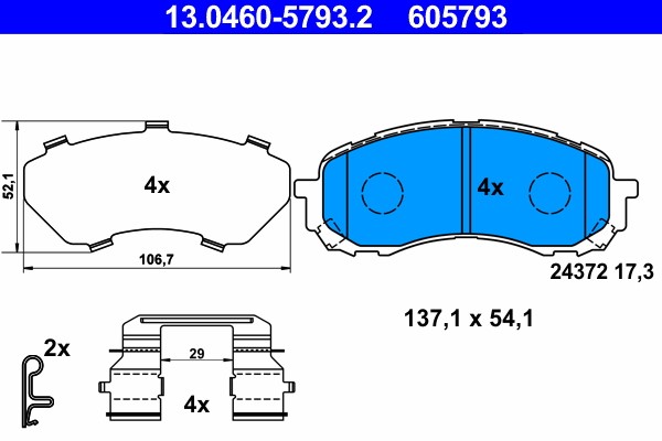 Brake Pad Set, disc brake ATE 13.0460-5793.2