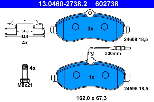 Brake Pad Set, disc brake ATE 13.0460-2738.2