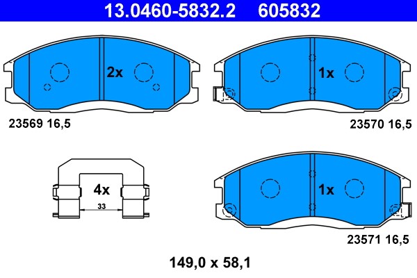 Brake Pad Set, disc brake ATE 13.0460-5832.2