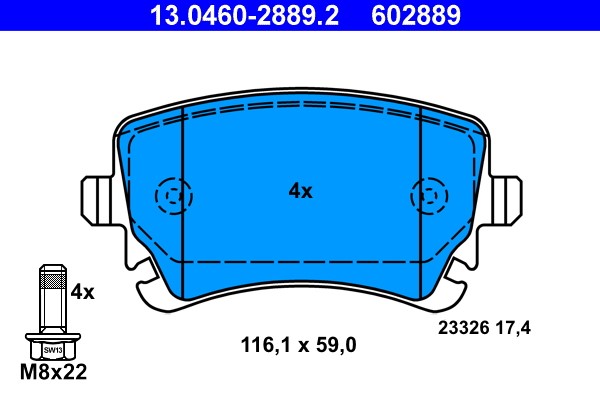 Brake Pad Set, disc brake ATE 13.0460-2889.2