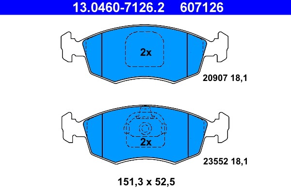 Brake Pad Set, disc brake ATE 13.0460-7126.2