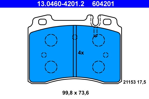 Brake Pad Set, disc brake ATE 13.0460-4201.2
